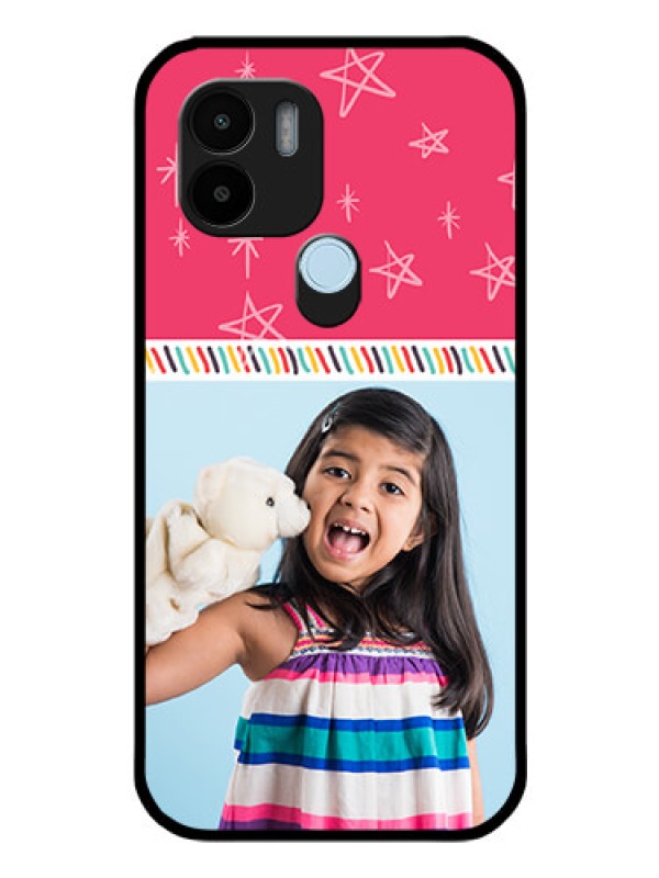 Custom Poco C50 Personalized Glass Phone Case - Line art design