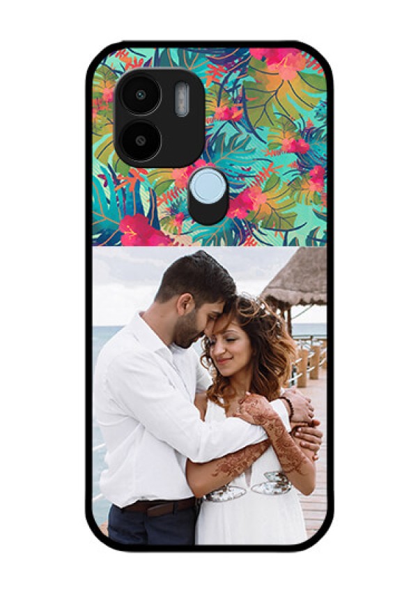 Poco C50 Photo Printing on Glass Case - Watercolor Floral Design