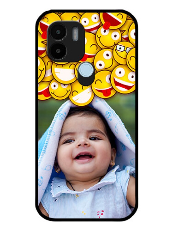 Custom Poco C50 Custom Glass Mobile Case - with Smiley Emoji Design