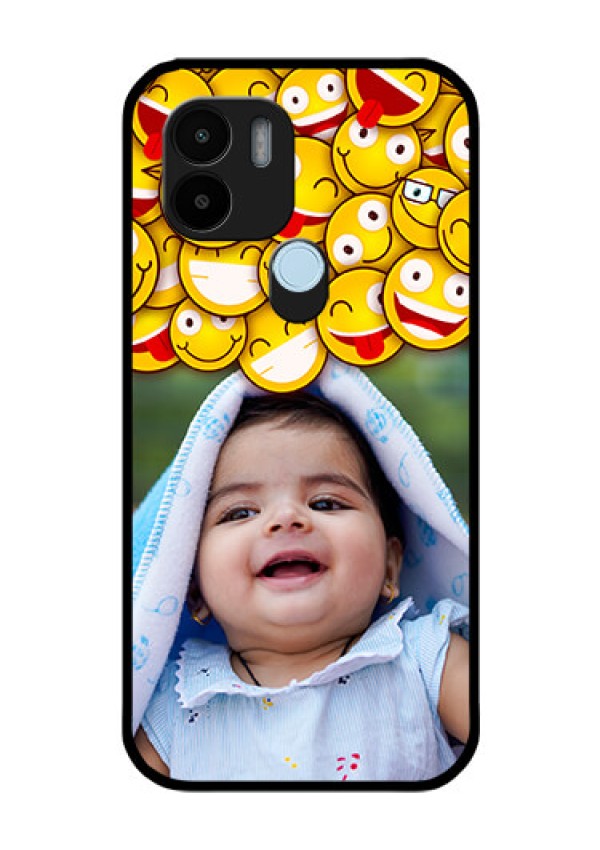 Poco C50 Custom Glass Mobile Case - with Smiley Emoji Design