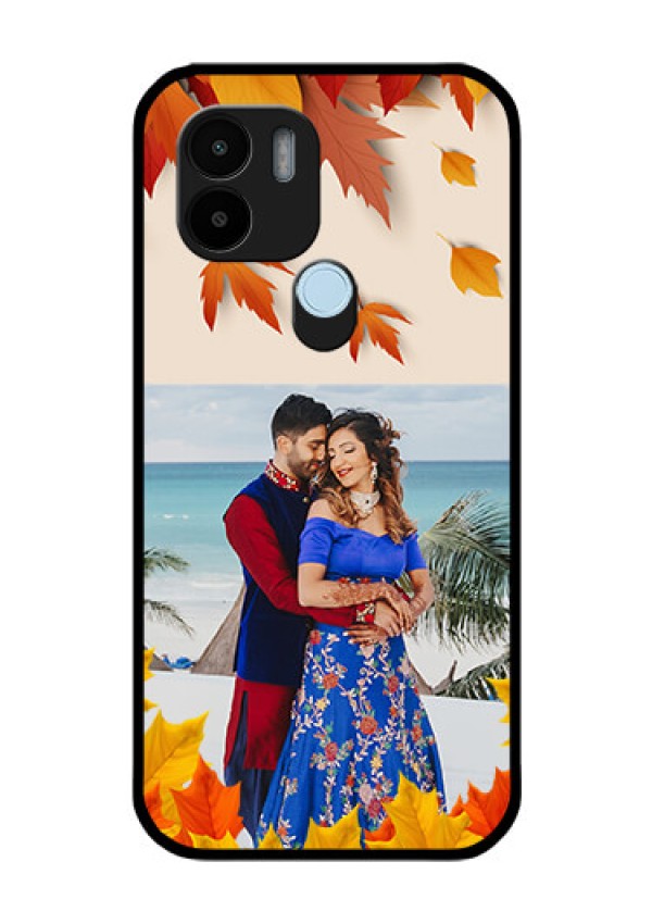 Poco C50 Photo Printing on Glass Case - Autumn Maple Leaves Design