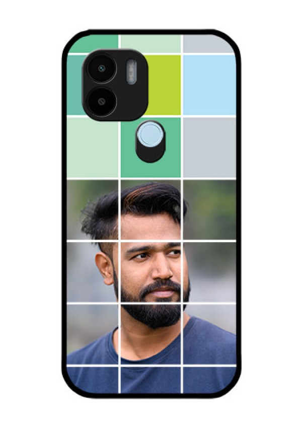 Poco C50 Photo Printing on Glass Case - with white box pattern