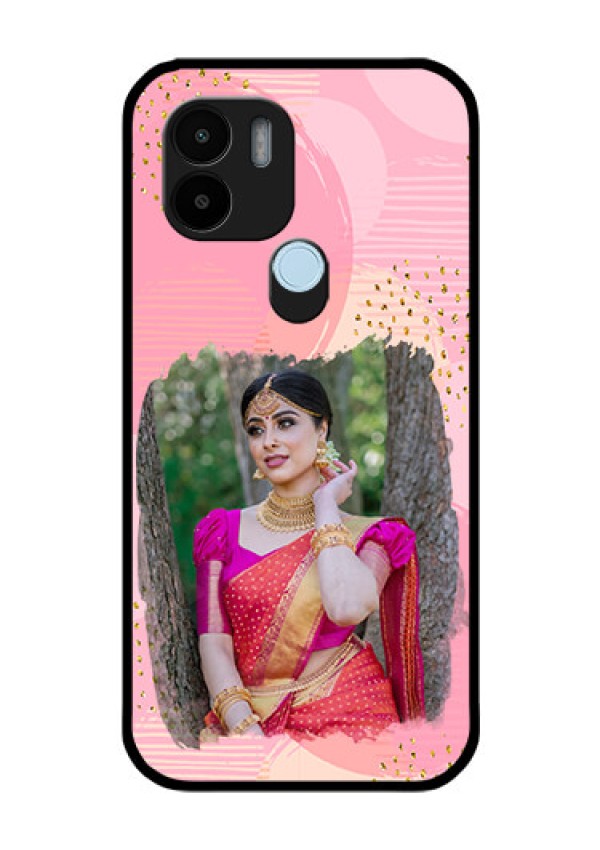 Poco C50 Personalized Glass Phone Case - Gold Glitter Splash Design