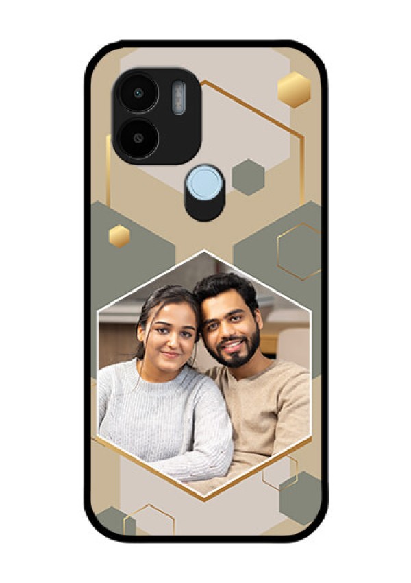 Poco C50 Photo Printing on Glass Case - Stylish Hexagon Pattern Design