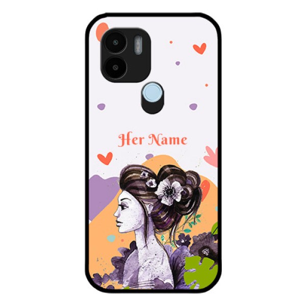 Poco C50 Personalized Glass Phone Case - Woman And Nature Design