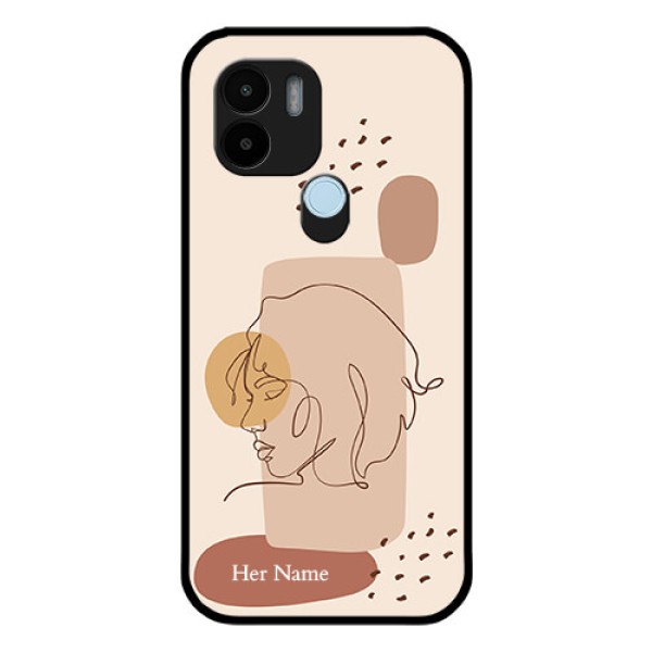 Poco C50 Photo Printing on Glass Case - Calm Woman line art Design Poco C50 Photo Printing on Glass Case - Calm Woman line art Design
