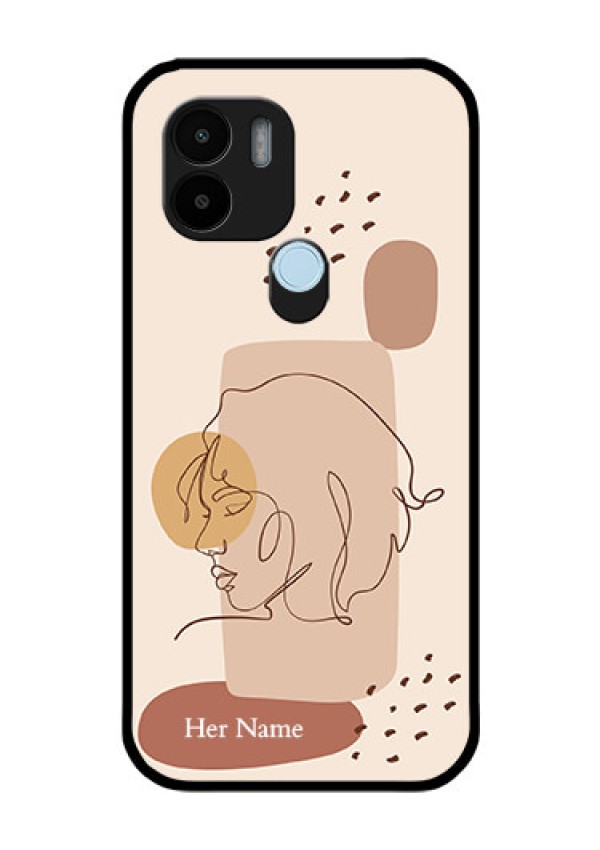 Poco C50 Photo Printing on Glass Case - Calm Woman line art Design
