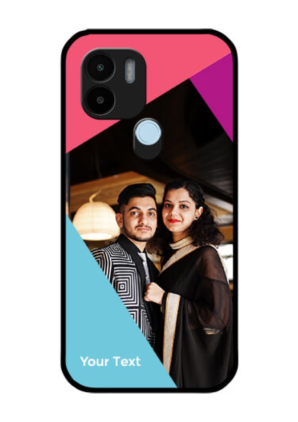 Poco C50 Custom Glass Mobile Case - Stacked Triple colour Design