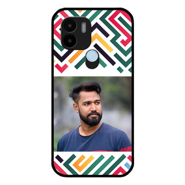 Poco C50 Personalized Glass Phone Case - Colorful Maze Pattern Design Poco C50 Personalized Glass Phone Case - Colorful Maze Pattern Design