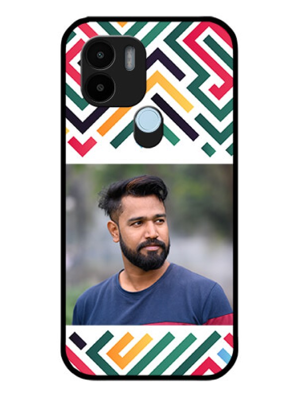 Custom Poco C50 Personalized Glass Phone Case - Colorful Maze Pattern Design