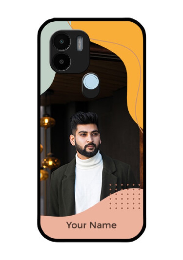 Poco C50 Personalized Glass Phone Case - Tri-coloured overlay design