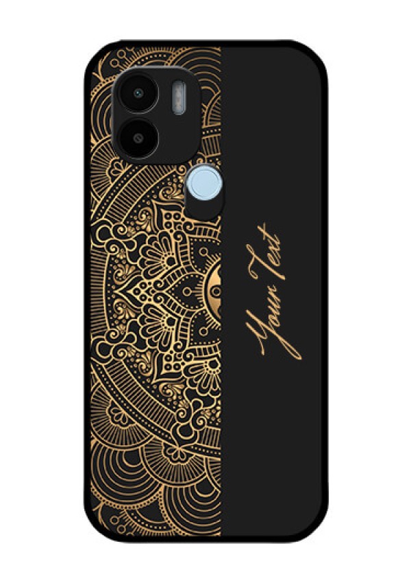 Poco C50 Photo Printing on Glass Case - Mandala art with custom text Design