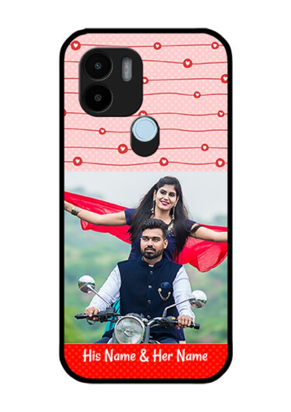 Poco C51 Personalized Glass Phone Case - Red Pattern Case Design