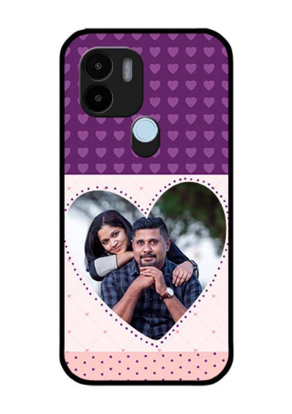 Poco C51 Custom Glass Phone Case - Violet Love Dots Design