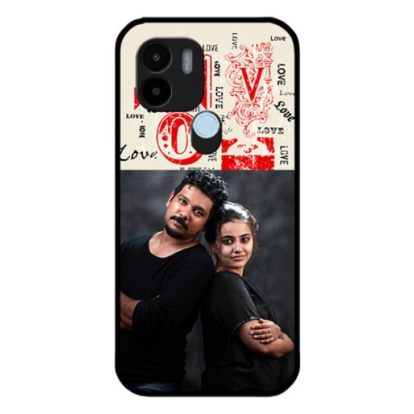 Poco C51 Photo Printing on Glass Case - Trendy Love Design Case