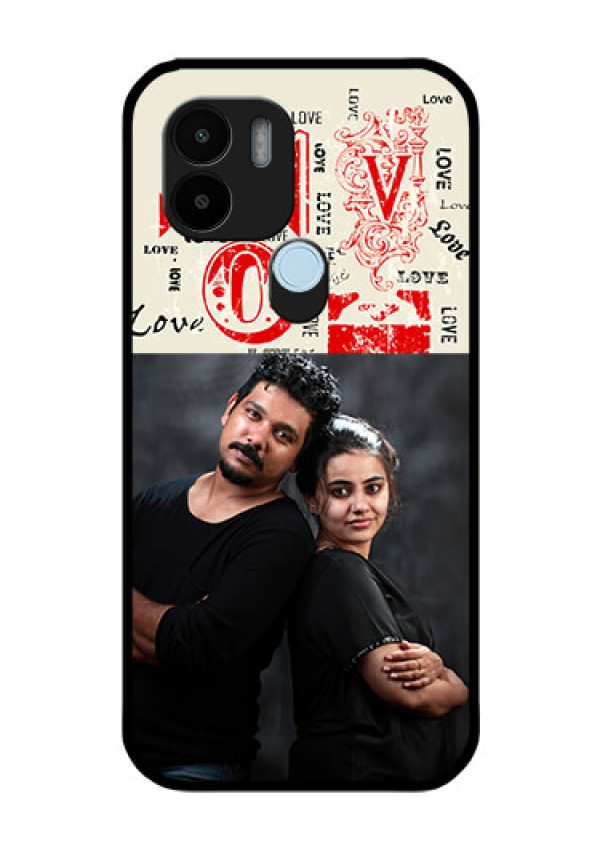 Poco C51 Photo Printing on Glass Case - Trendy Love Design Case