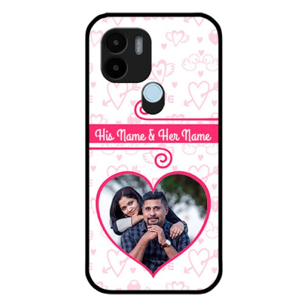Poco C51 Personalized Glass Phone Case - Heart Shape Love Design Poco C51 Personalized Glass Phone Case - Heart Shape Love Design