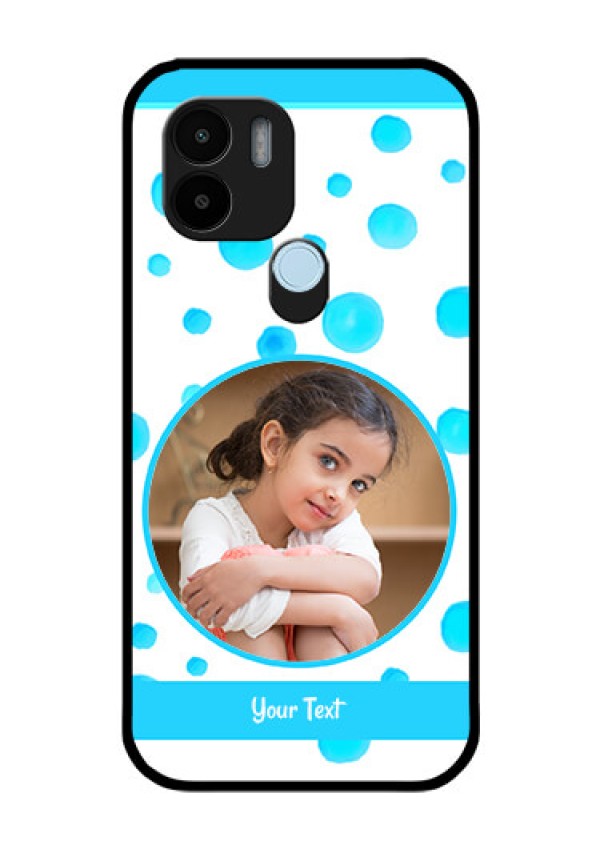 Poco C51 Photo Printing on Glass Case - Blue Bubbles Pattern Design