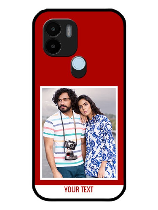 Custom Poco C51 Personalized Glass Phone Case - Simple Red Color Design
