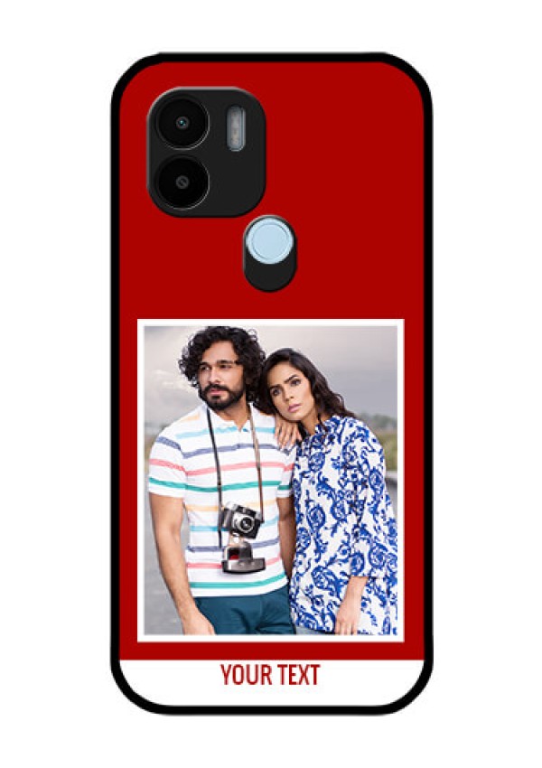 Poco C51 Personalized Glass Phone Case - Simple Red Color Design