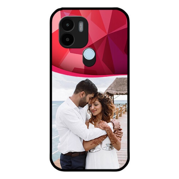 Poco C51 Custom Glass Mobile Case - Red Abstract Design