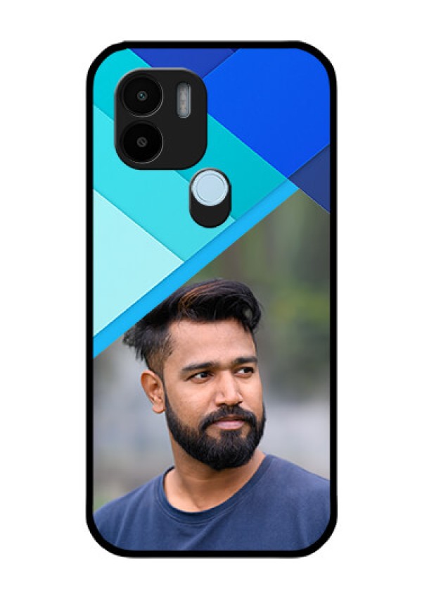 Poco C51 Custom Glass Phone Case - Blue Pattern Design