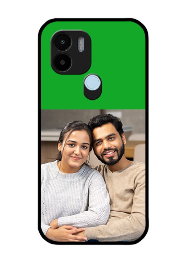 Poco C51 Personalized Glass Phone Case - Green Pattern Design
