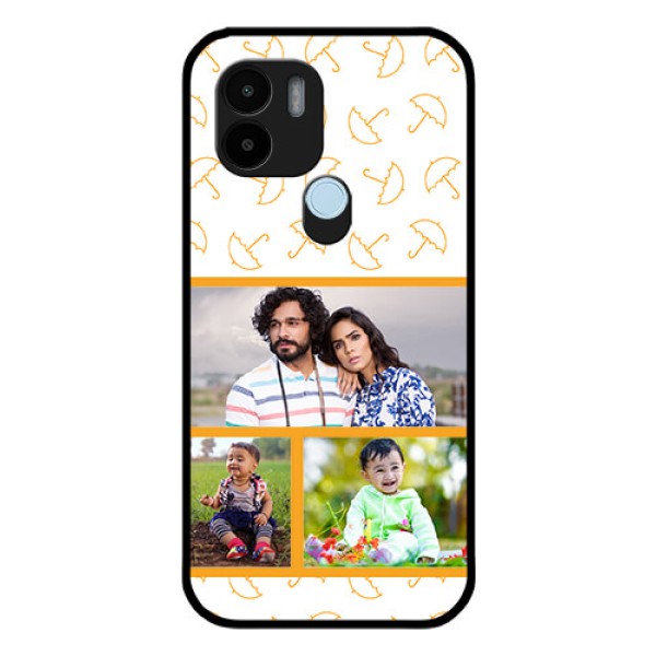 Poco C51 Custom Glass Mobile Case - Yellow Pattern Design