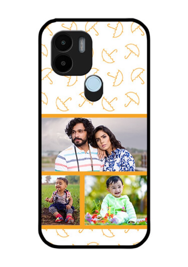 Poco C51 Custom Glass Mobile Case - Yellow Pattern Design