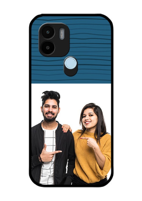 Poco C51 Custom Glass Phone Case - Blue Pattern Cover Design