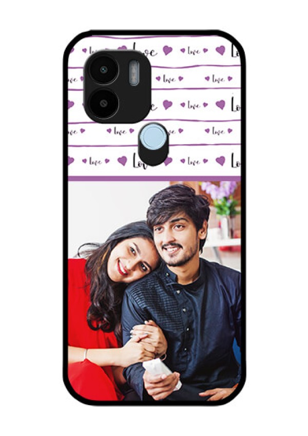 Poco C51 Custom Glass Mobile Case - Couples Heart Design