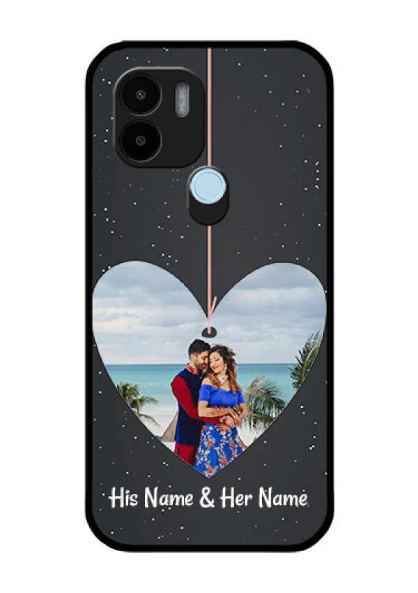 Poco C51 Custom Glass Phone Case - Hanging Heart Design