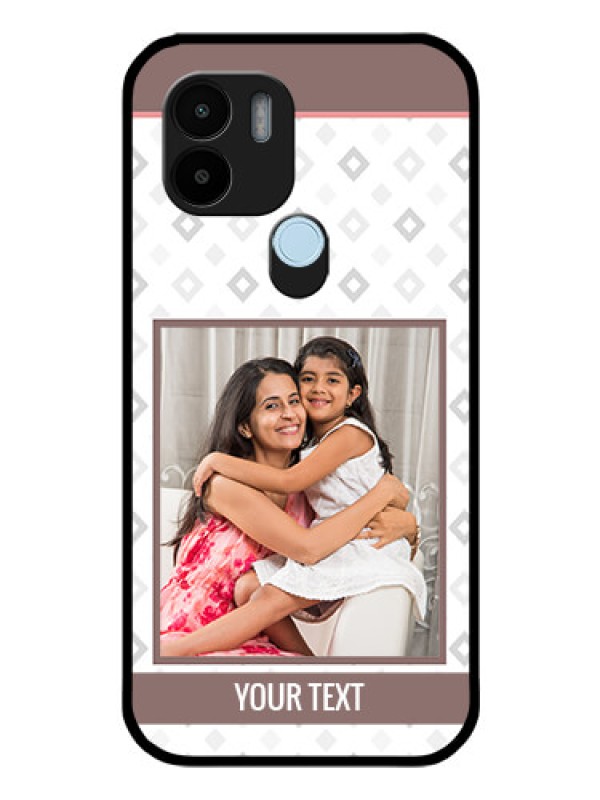 Custom Poco C51 Photo Printing on Glass Case - Simple Diamond Design