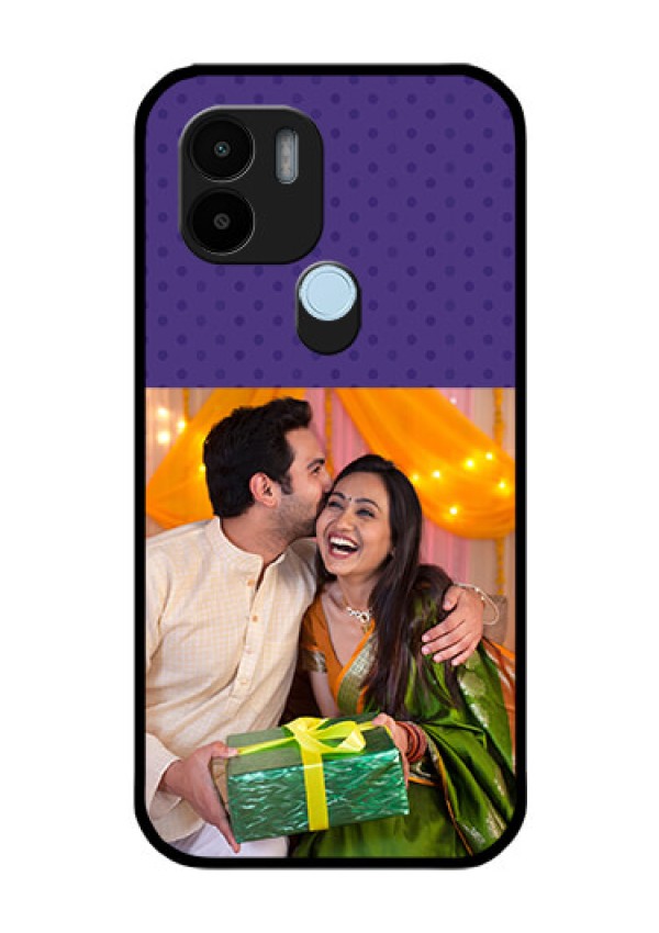 Poco C51 Personalized Glass Phone Case - Violet Pattern Design