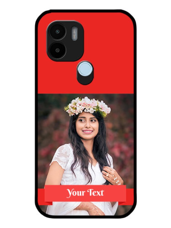 Custom Poco C51 Custom Glass Phone Case - Simple Red Color Design