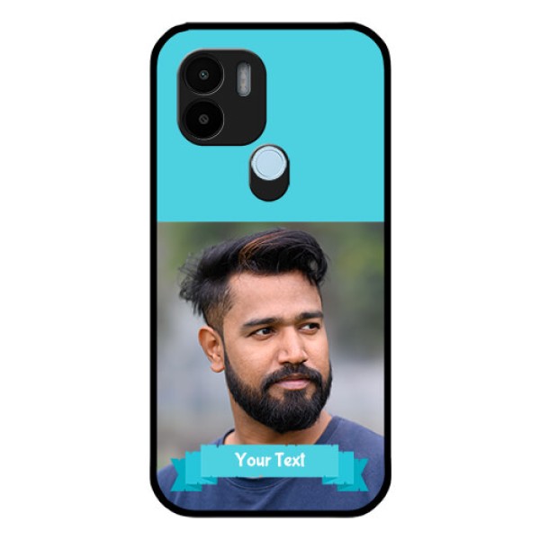 Poco C51 Personalized Glass Phone Case - Simple Blue Color Design Poco C51 Personalized Glass Phone Case - Simple Blue Color Design