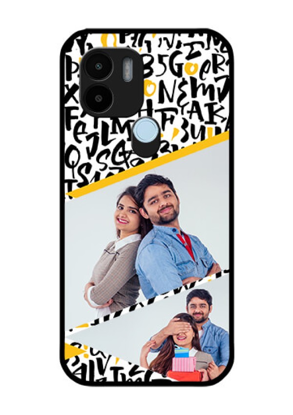 Poco C51 Custom Glass Mobile Case - Letters Pattern Design