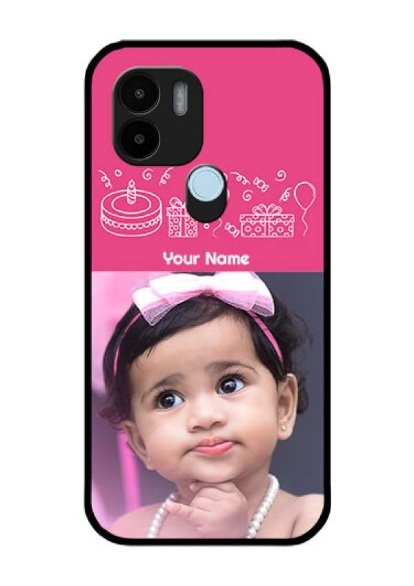 Poco C51 Photo Printing on Glass Case - with Birthday Line Art Design