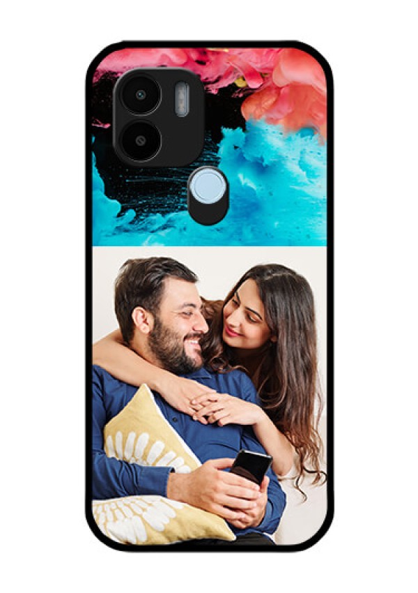 Poco C51 Custom Glass Mobile Case - Quote with Acrylic Painting Design