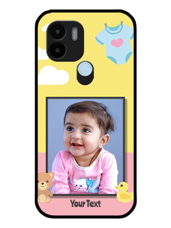Custom Poco C51 Photo Printing on Glass Case - Kids 2 Color Design