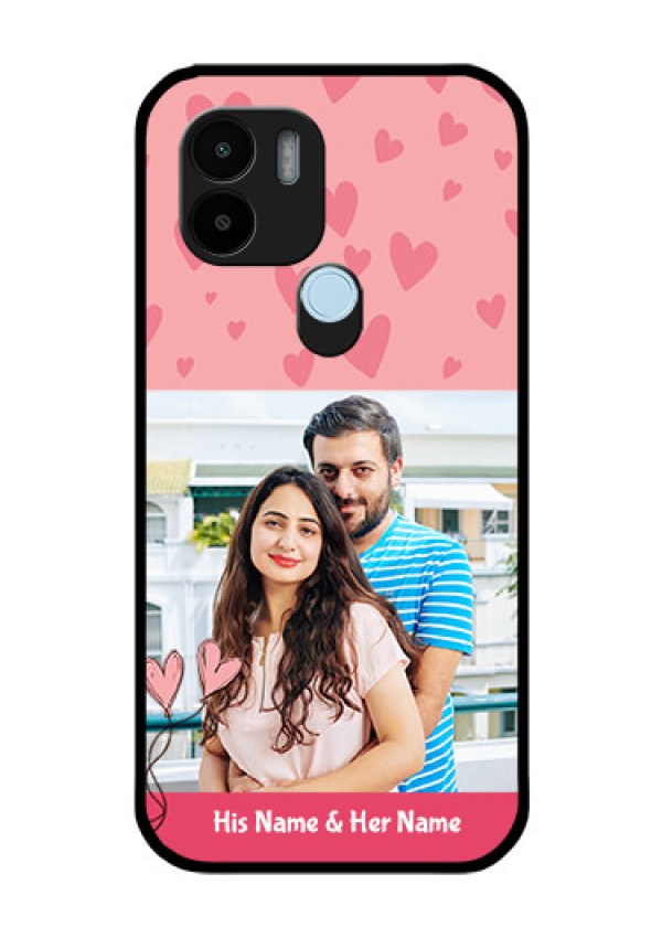 Poco C51 Personalized Glass Phone Case - Love Design Peach Color