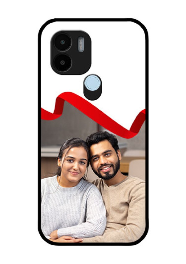 Poco C51 Photo Printing on Glass Case - Red Ribbon Frame Design