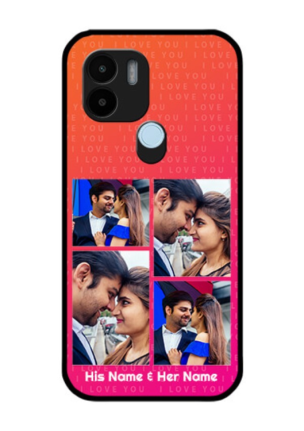Poco C51 Custom Glass Phone Case - I Love You Pink Design