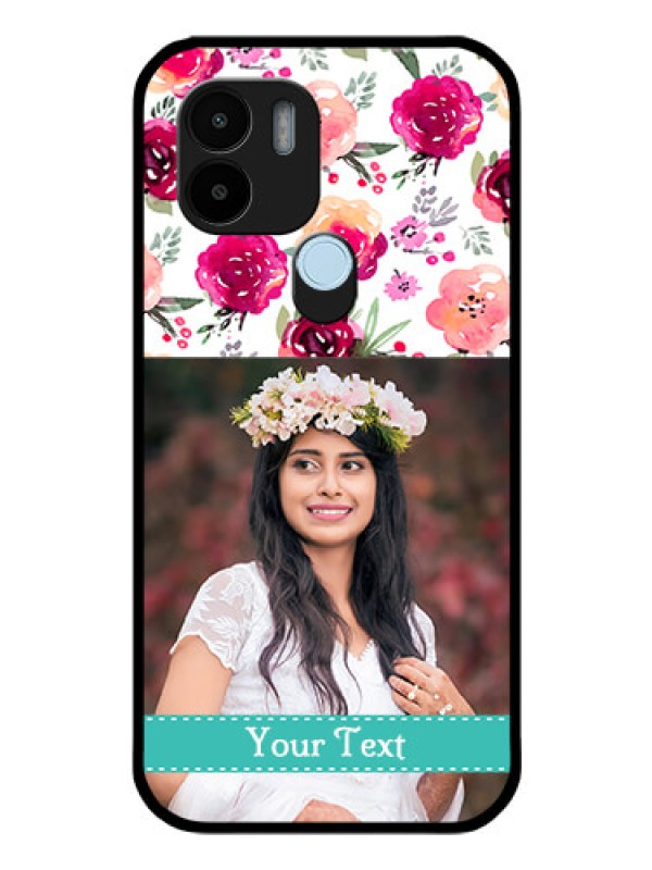 Custom Poco C51 Custom Glass Phone Case - Watercolor Floral Design