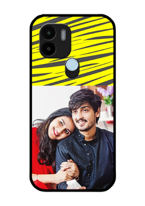 Poco C51 Photo Printing on Glass Case - Yellow Abstract Design