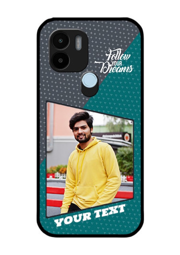 Poco C51 Personalized Glass Phone Case - Background Pattern Design with Quote