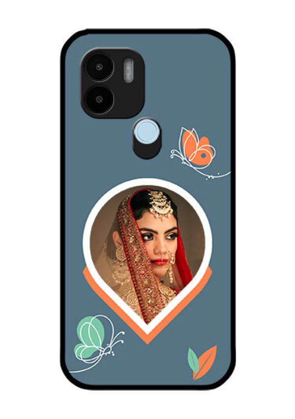 Poco C51 Custom Glass Mobile Case - Droplet Butterflies Design