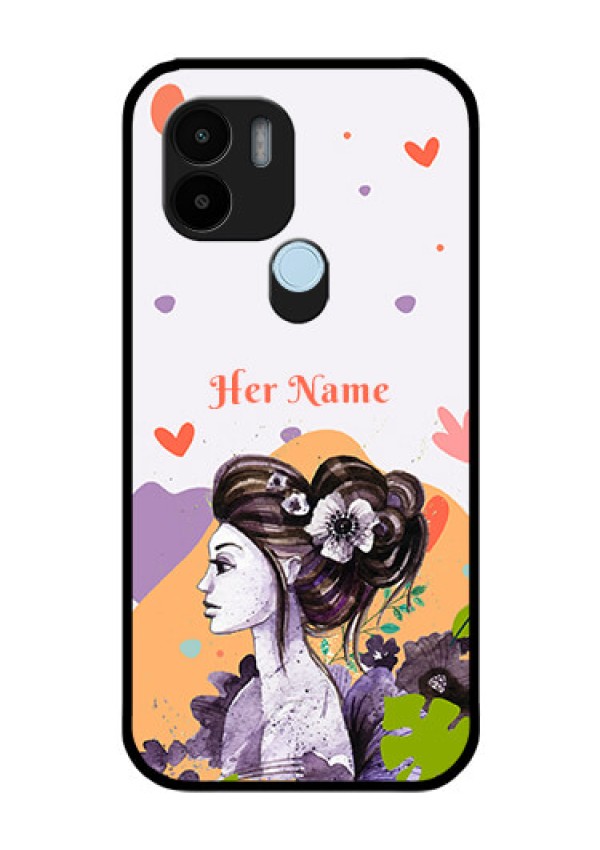 Poco C51 Personalized Glass Phone Case - Woman And Nature Design
