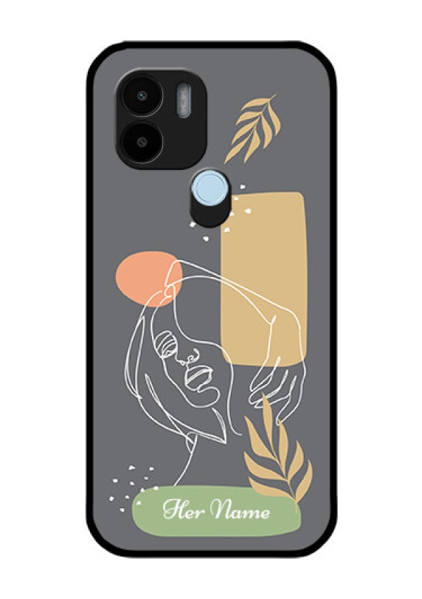 Poco C51 Custom Glass Phone Case - Gazing Woman line art Design