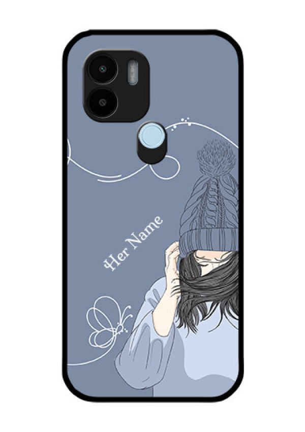 Poco C51 Custom Glass Mobile Case - Girl in winter outfit Design